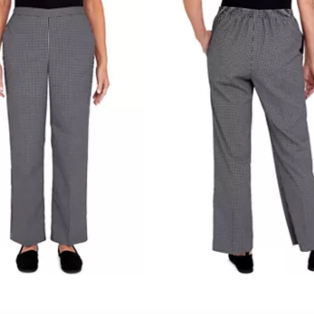 Alfred Dunner Navy & White Summer Houndstooth Easy Street Petite Modern Fit Pant